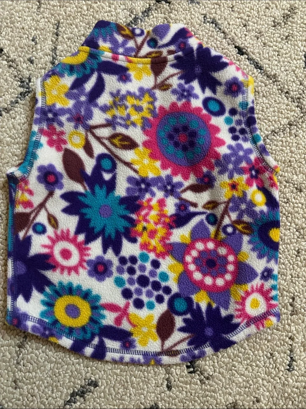 Patagonia Floral Fleece Vest 12 months — White, Purple, Teal, Yellow, Pink